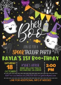 Hey Boo_1st Birthday Invitation_Blk: Hey Boo_1st Birthday Invitation_Blk