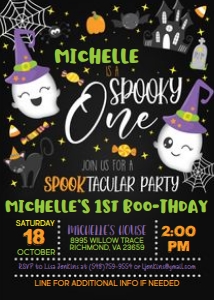 Spooky One Birthday Invitation_Blk: Spooky One Birthday Invitation_Blk