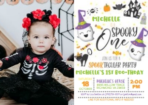 Spooky One Birthday Invitation_White_Photo: Spooky One Birthday Invitation_White_Photo