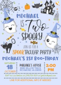 Two Spooky_Birthday Invitation_Blue design preview