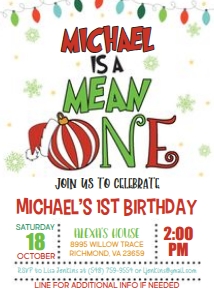 Grinch 1st Birthday_5x7_Mean ONE_White: Grinch 1st Birthday_5x7_Mean ONE_White