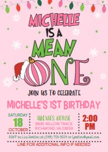 Grinch 1st Birthday_5x7_Mean ONE_Girl_Pink: Grinch 1st Birthday_5x7_Mean ONE_Girl_Pink