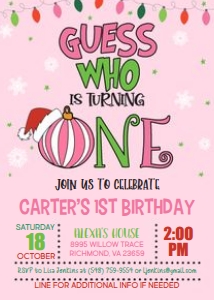 Grinch 1st Birthday_5x7_Guess Who_GIRL_Pink: Grinch 1st Birthday_5x7_Guess Who_GIRL_Pink