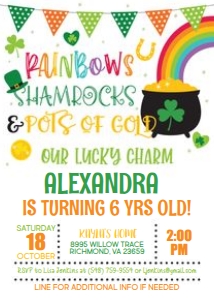 Rainbow St Patricks Day Birthday Invitation design preview