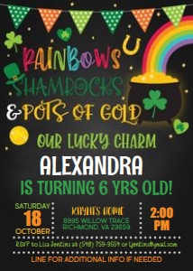 Rainbow Birthday Invitation & St Patrick's Day Party design preview
