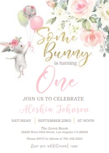 Some Bunny is Turning ONE invitation_5x7 design preview