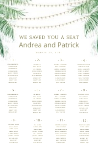 Andrea String Light Tropical Seating Chart 24x36: Andrea 24x36 Seating Chart