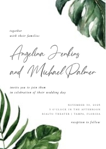 Tropical Greenery Wedding Invitation: Tropical Greenery Wedding Invitation