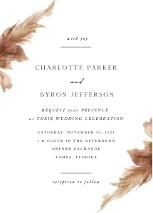 Pampas Grass Stem Invitation: Pampas Grass Single Leaf Invitation
