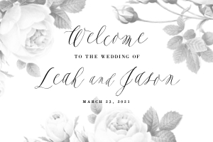 Modern Black and White Flower 36x24: BW Roses Welcome Sign 24x36