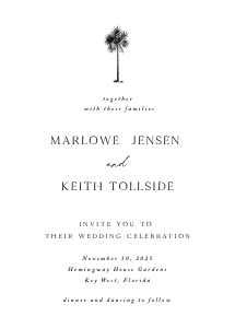 Marlowe Black Palm Wedding Invitation design preview