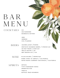 Ashlynn - Bar Menu 8x10: Ashlynn - Bar Menu 8x10