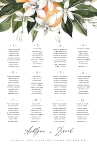 Ashlynn Oranges 24x36 Seating Chart design preview