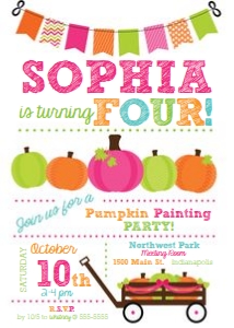 Pumpkin Painting Party Aqua Pink White: Pumpkin Painting Party Pink Aqua White