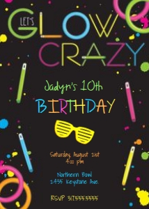 Glow Crazy Invitation design preview