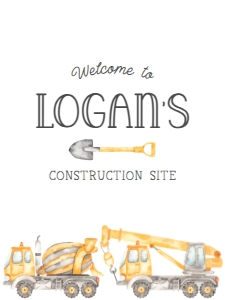 Construction Watercolor Welcome Sign Vertical 18x24: Construction Watercolor Welcome Sign