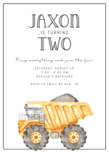 Dump Truck Invitation: Dump Truck Invitation