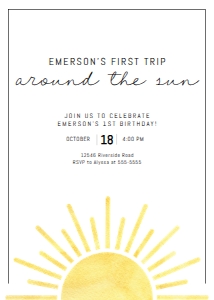 First Trip Around the Sun BW Invitation design preview
