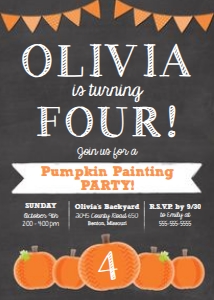 Pumpkin Painting Party Invitation: Pumpkin Paint Chalkboard Original Invitation