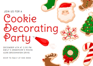 Christmas Cookie Decorating Pattern Invitation design preview