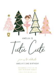 Tutu Cute Winter Invitation - Light Skin Brown Hair: Tutu Cute Winter Invitation