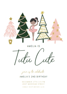 Tutu Cute Winter Invitation - Dark Skin Black Hair: Tutu Cute Winter Invitation