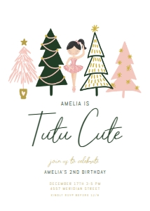 Tutu Cute Winter Invitation - Light Skin Black Hair: Tutu Cute Winter Invitation