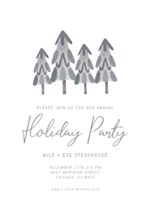 Holiday Party Silver Trees Invitation design preview