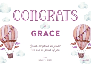 Congrats Card Hot Air Balloon MAUVE design preview