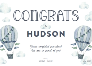Congrats Card Hot Air Balloon NAVY design preview