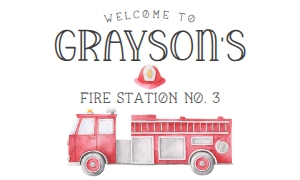 Firetruck Watercolor Banner 5x3: Firetruck Watercolor - Banner