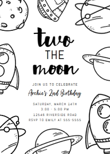 Two the Moon WHITE Invitation: Two the Moon WHITE Invitation