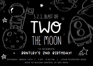 Two the Moon - Horizontal Graphics - Invitation design preview