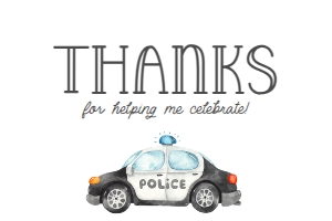 Police Car Thank You Card - FLAT: Police Car Thank You
