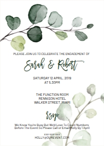 Simple Greenery Engagement Invitation design preview