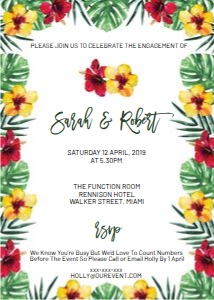 Tropical Greenery Engagement Invitation design preview