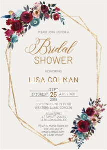 Burgundy Blooms Bridal Shower Invitation design preview