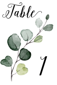 Eucalyptus Leaf 4x6 Table Number design preview