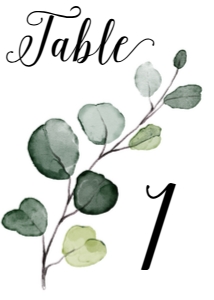 Eucalyptus Leaf 5x7 Table Number design preview