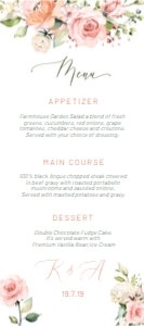 Blush Rose Menu 4x9: Blush Rose Menu 4x9