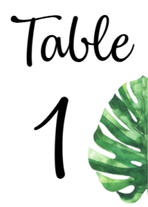 Green Leaf 5x7 Table Number design preview