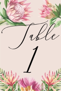 Pink Protea Table Number 4x6 design preview
