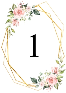 Gold Frame Blush Rose 5x7 Table Number design preview