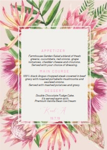 Pink Protea Menu 5x7 design preview