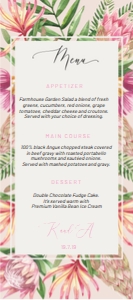 Pink Protea Menu 4x9 design preview