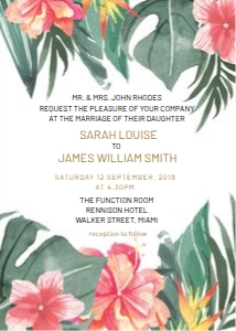 Tropical Hibiscus Wedding Invitation design preview