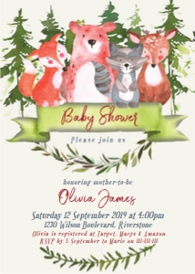 Woodland Animals Baby Shower Invitation design preview