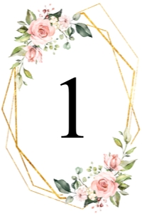Gold Frame Blush Rose 4x6 Table Number design preview