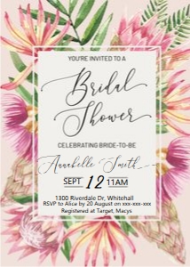Pink Protea Bridal Shower Invitation design preview