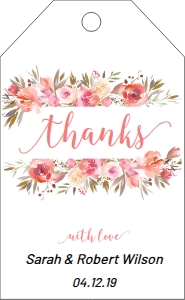 Coral Floral Thank You Tag design preview
